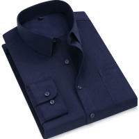 Camisa Clásica Para Hombre De Color Sólido Negra Blanca Azul Gris Roja Rosa Negra Azul Marinho Marrón Café Ochavo Tres Quarters - details 12