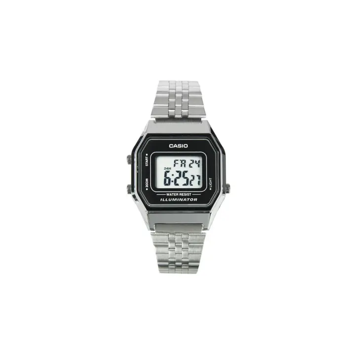 Reloj mujer Casio LA680WEA-1DF clásico plateado negro luz led correa de acero inoxidable watch casio - 1