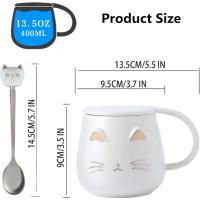 Tazos de Cerámica del Gato, Taza del Gato, Patrón del Gato, Taza de café de Cerámica Linda con La Tapa Linda Del Gatito, - details 1