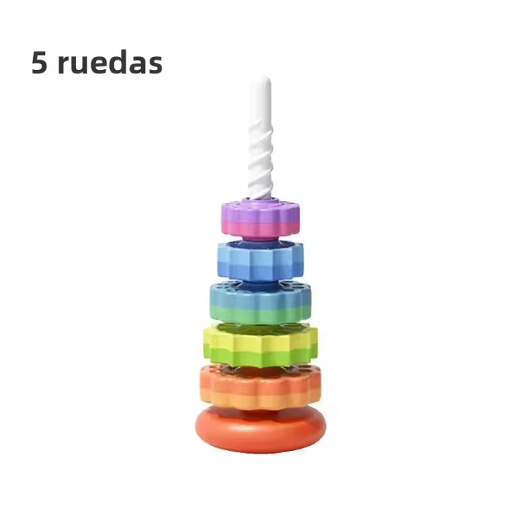 Nuevos Juegos Educativos Para Niños Torre De Pila Sensory Infantil Giratorio Arcoíris Juego De Habilidades Regalos Para Niños - 1