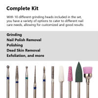 Juego De 10 Piezas De Cabezas De Pulido De Uñas De Acero Tungsteno Con Archillo Limpieza De Piel Muerto Y Herramientas De Manicura Pedicura - details 2
