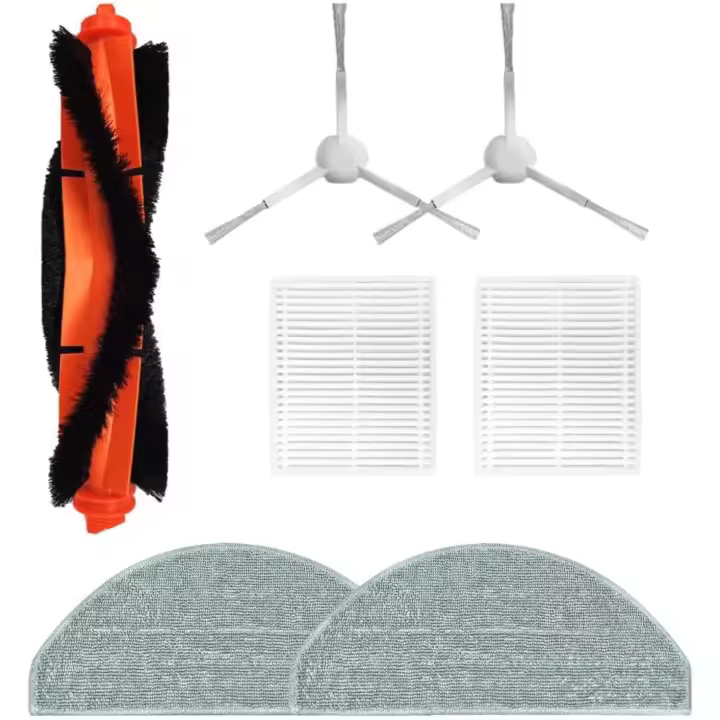 Roboparts® Kit 7 en 1 recambios compatibles con Xiaomi Vacuum S20. Incluye Rodillo Principal, cepillos Laterales, mopas de fregado y filtros hepa - 1