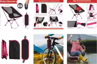Silla Plegable Ultraligera Desmontable Portátil Para Camping Pesca Barbecue Jardín Senderismo Silla De Asiento Extendido Metálica Moderna - details 0