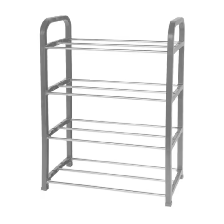 HOGUITA-Zapatero de Metal y Plástico de 3-4-5 Niveles,Estante Organizador de Zapatos, Diseño Sencillo y Funcional, Perfecto para Recibidores, Pasillos y Salones, Color Gris - 1