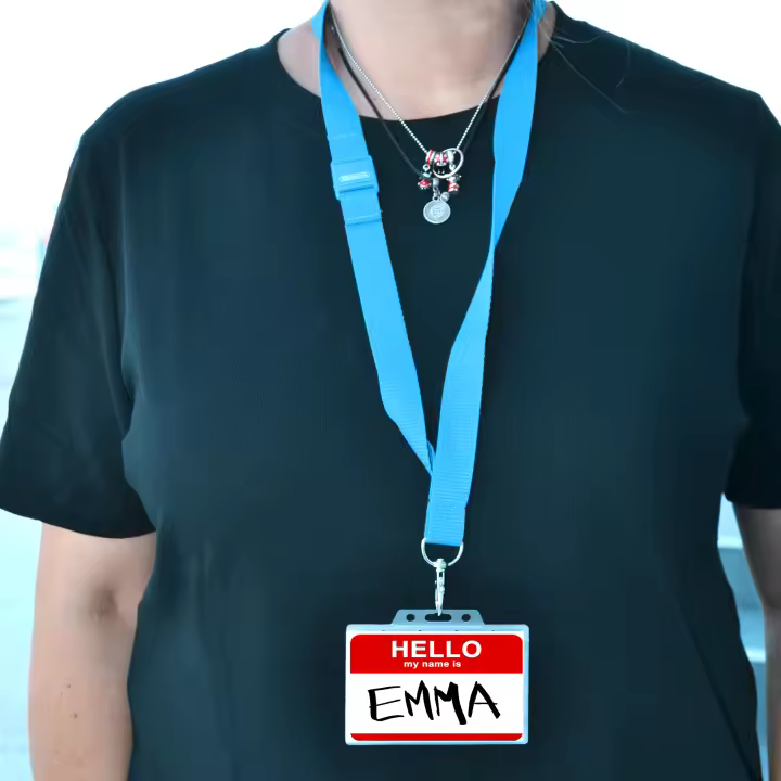 Cordón Plano de Cuello para Tarjetas de Identificación en Bolsa con 5 Ud. Redondas de 90 cm. con colgador metálico y sistema Break Away de seguridad, gran resistencia y calidad by office box. - 1