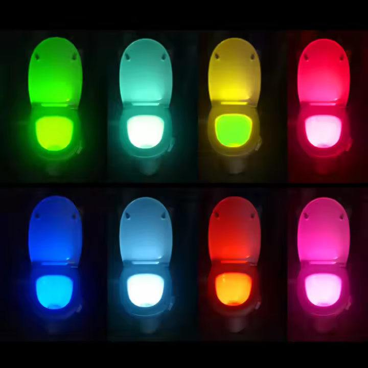 Luz De Noche LED Para Inodoro Con Sensor De Movimiento PIR 8 Colores Cambio Infrarrojo Iluminación De Baño Y Lavabo - 1