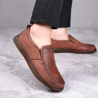 Zapatos Casuales Para Hombre De Cuero De Alta Calidad Mano Lazos Cómodos Transpirables Para Caminar Loafers Slip-on Para Conducir - details 21