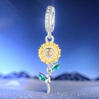 Encanto De Flor De Térmilo 925 Plata Esterlina Auténtica Con Encanto De Semillas De Girasol Colgante Para Pulsera Original Joyería Fina Para Mujer Regalo De Noche Fiesta - details 6