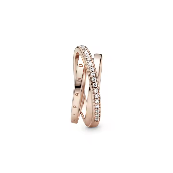 Pandora Anillo Rose Bandas Entrelazadas en Pavé - 1