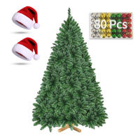 KingnetStore - Árbol de Navidad Artificial 120 150 180 210 CM Soporte de Madera Robusta Resistente. Estructura Desmontable/Plegable con Ramas Abatibles. Arbol Decoración Navideña Abeto Premium con 2 Gorros de Navidad + 80 Bolas Adornos de Arbol Navidad - details 1