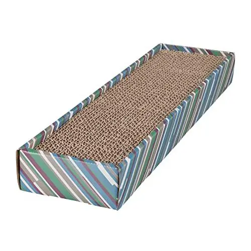 TRIXIE Scratchy scratching cardboard, catnip, 48 × 5 × 13 cm, black/white - 1