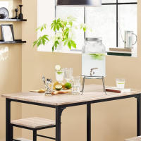 ORION91 Conjunto de Mesa Alta Comedor y 4 Taburetes de Bar – MDF y Metal Color Negro 🖤 100cm x 60cm x 87 cm - diseño industrial para cocina, comedor Juego - SpazioLuzio - details 1