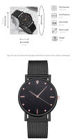 Reloj De Cuarzo Para Mujer 2PCS Set Negro Lujo Con Rhinestone Y Cristal Reloj De Pulsera De Moda Casual Con Cierre De Pulsera Material De La Correa De Silicona Y Caso Redondo - details 1