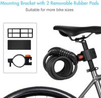 Candado para bicicleta, Candado largo para bicicleta 120cm x 12mm, Candado de cable para bicicleta, scooter, moto, puerta de bicicleta con código inteligente de 5 dígitos y cochecito de bicicleta, Candado antirrobo para bicicleta - details 0