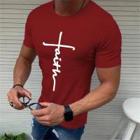 Camiseta Deportiva De Hombre Clásica Jesús Manga Corta Impresión De Feith Para Ejercicio Estilo Casual Transpirable Y De Secado Rápido - details 5