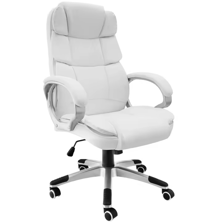 Tectake - Silla de oficina Jonas | Elegante silla de oficina con asiento muy cómodo | Tapizado resistente de piel sintética | Reposacabezas con acolchado reforzado - 1