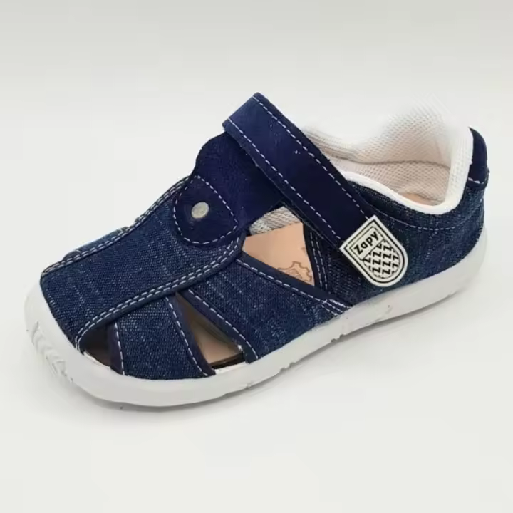 Sandalias cerradas Zapy tejido vaquero, suela antideslizante, cierre de velcro y planta extraíble de cuero - Comodidad y estilo todo en uno - 1