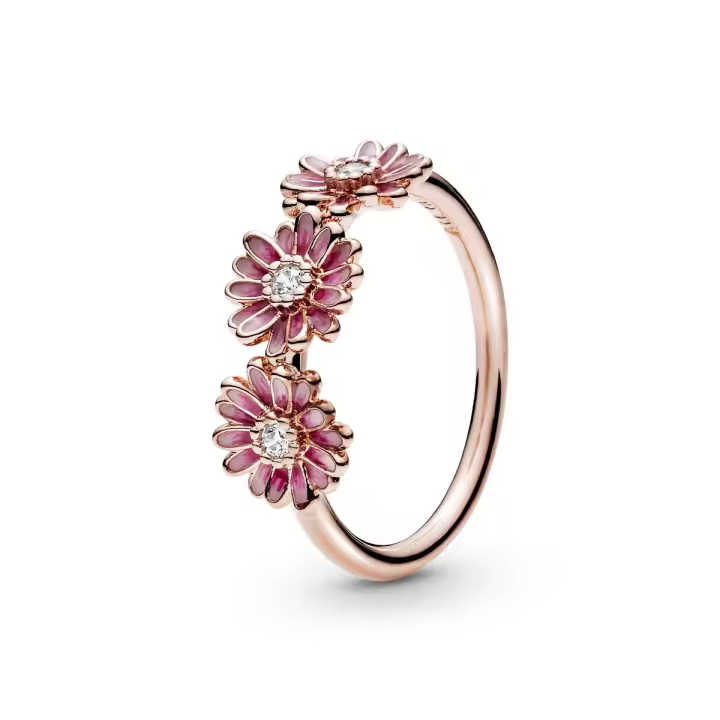 Anillo Pandora Rose Trío de Margaritas Rosas - 1