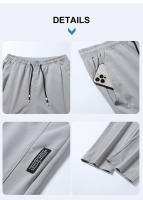 Pantalones De Verano Para Hombre Seda Helada Transpirables Casuales Delgados Secado Rápido Estilo Recto Cintura Elástica Deportivos Fitness - details 2