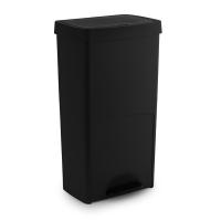 Cubo de basura o reciclaje 70L, VERTICAL, en 2 Compartimentos, Papelera para residuos, 76 cm de altura, fácil gestión, Negro - details 5