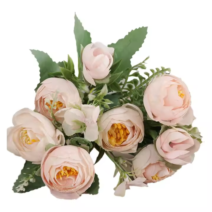 10 Flores Artificiales De Seda Para Boda Decoración De Mesa Simulada Rosas Y Té Flor De Hoja No Tejida Para Familia Y Fiesta - 1