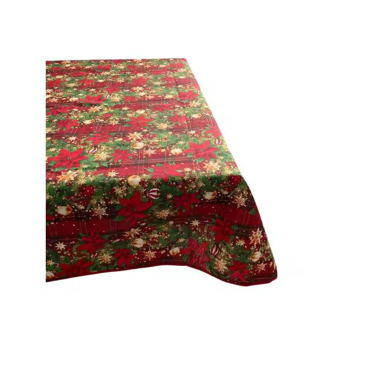 Mantel Navidad ,Mantel textil en color Rojo ,tamaño grande ,140 x 300 cm ,Mantel lavable rectangular para mesa de comedor ,Decoracion Navidad - 1