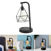 Lámpara De Noche LED Retro De Hierro Arte Geométrica Luz De Escritorio Lámpara De Borde De Cama Decoración Clásica Para Sala De Estar Café Bar Ambiente - details 4