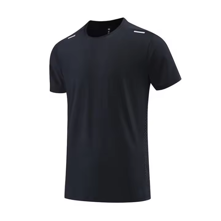 Camiseta De Verano Para Hombre 2024 Casual Suéter Corto O-Neck Color Sólido Talla Grande Secado Rápido Transpirable Para Correr Al Aire Libre - 1