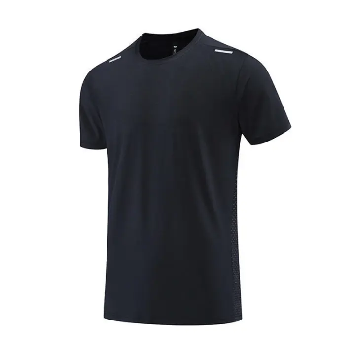 Camiseta De Verano Para Hombre 2024 Casual Suéter Corto O-Neck Color Sólido Talla Grande Secado Rápido Transpirable Para Correr Al Aire Libre - 1