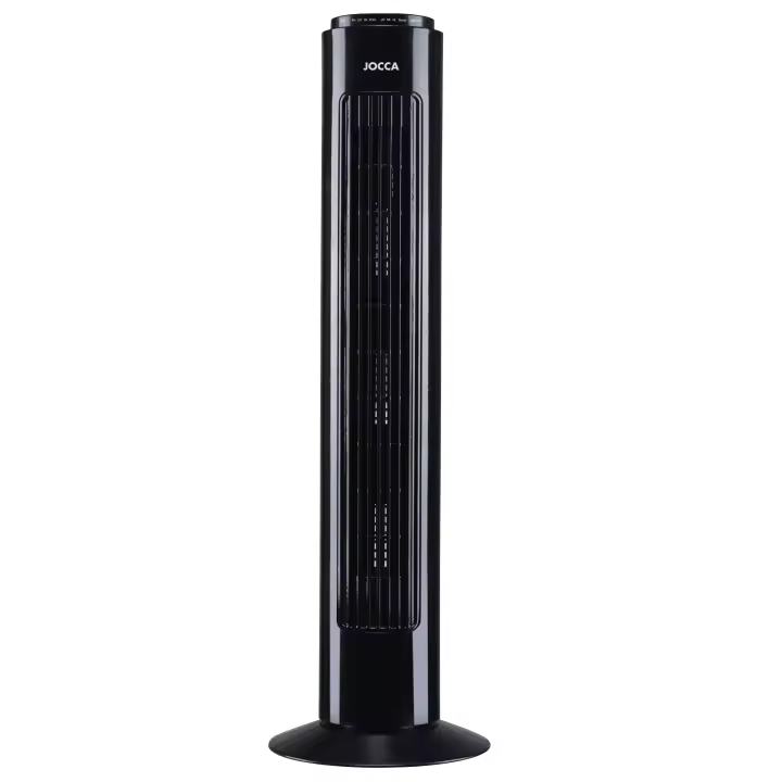 Ventilador de torre Jocca 74 cm negro con mando a distancia, 3 velocidades y modos (normal, natural, noche), oscilación 75°, temporizador 7.5h, silencioso, potente y elegante, ideal para hogar u oficina, 50W - 1