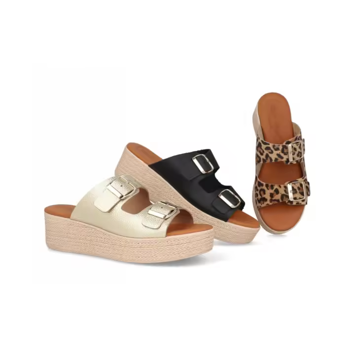 5373 - DIGO DIGO SANDALIAS DE PLATAFORMA   COLORES : NEGRO , LEOPARDO , ORO  TALLAS : 35 AL 41  CORTE EXTERIOR : PIEL  FORRO INTERIOR : PIEL  PLANTILLA : PIEL / GEL  ALTURA TACÓN / CUÑA : 5 CM.  PISO : SINTÉTICO - 1
