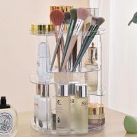 Caja De Almacenamiento Para Cosméticos Giratoria De 360 Grados Transparente Mesa De Maquillaje Organizador De Productos De Cuidado Personal Soporte Para Labiales Y Brochas - details 8