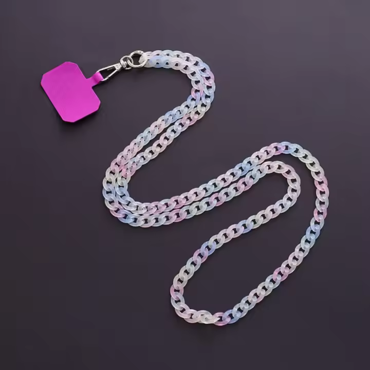 Cadena De Móvil Con Ranura Para Tarjeta 120CM Colgante De Cuello Colorido Accesorio De Correa Para Teléfono Móvil Compatible Con iPhone/Samsung Para Mujeres - 1
