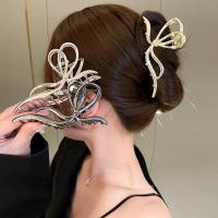 Grande Clip De Pelo Para Mujer Con Lazo Elegante Y Moderno En Oro Y Plata Adecuado Para Cabello Grueso Y Delgado Accesorio De Moda Para El Día a Día - details 0