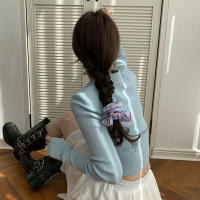 Nuevas Horquillas Scrunchies Rojas Con Borde Azul Accesorios Para El Cabello Elásticos Y Frescos Para Mujeres Y Niñas Estilo Casual Y Moda - details 4