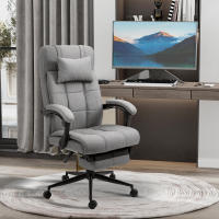 Vinsetto Silla de Oficina Reclinable Silla de Escritorio Giratoria Tapizado de Tela con Altura Ajustable Reposapiés Reposacabezas y Reposabrazos Carga 120 kg para Estudio 66x76x116-124 cm Gris - details 1