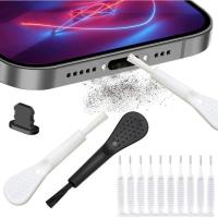 Juego De Limpieza Para Puerto De Carga De Teléfono Móvil Con Tapa Antipolvo Y Cepillo Para iPhone 15 14 13 12 pro Max Samsung Xiaomi IOS Type C - details 0