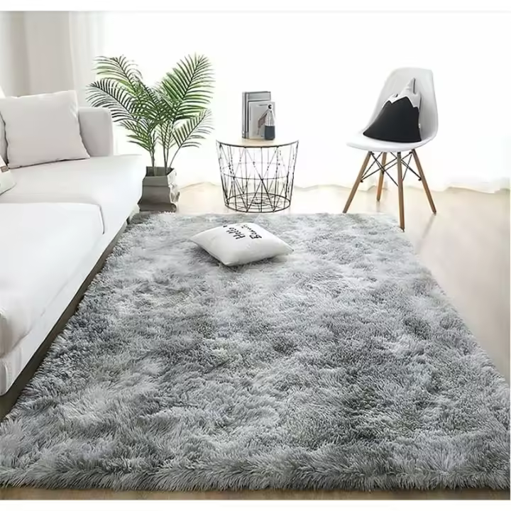 Alfombra de salón, alfombra grande para dormitorio, alfubra Peluda y esponjosa lavable, alfombra suave para decoración del Hogar (Blanco gris, 160x200 cm) - 1