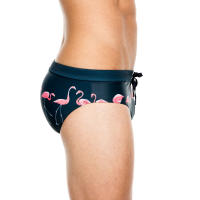 Shorts De Baño Para Hombre Estampado De Flamingo Sexy Briefs De Natación Estilo De Surf Boxer Trunks Traje De Baño Bikini Swimwear Azul - details 5