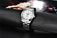 Reloj De Pulsera Mecánico Para Hombres BENYAR Marca De Lujo Acero Inoxidable Resistente Al Choque Con Marcadores Arábigos Y Calendario Completo - details 14