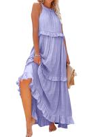 Vestido De Verano Para Mujer Con Camisola Y Falda Larga Estilo Europeo Y Americano Sin Mangas Cuello Redondo Polyester Spandex - details 21