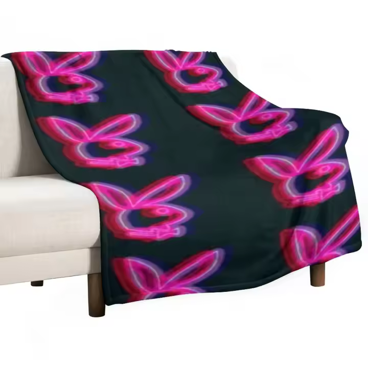 Manta Grande Tamaño Extra Plush Suave Y Cálida De Poliéster Neón Rosa Con Patrón Casero Para Adultos Estilo Americano - 1
