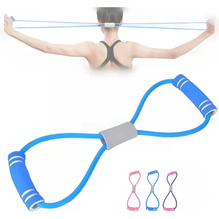 Banda de resistencia Saludea, banda de resistencia Saludea con asas, bandas de resistencia en forma de 8, ejercicio de brazos, para entrenamiento de fuerza y estiramientos - 1