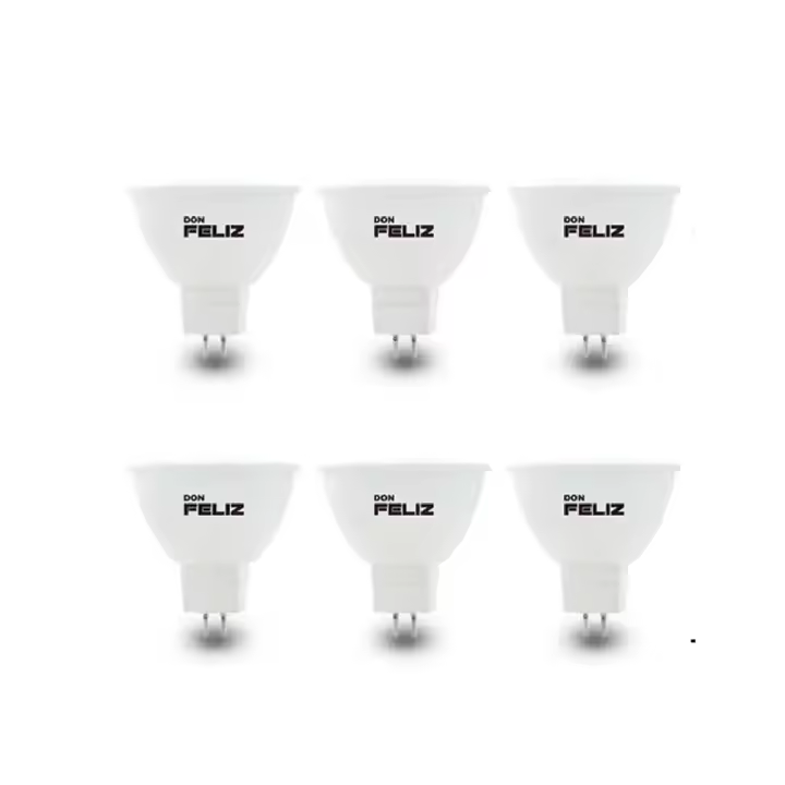 Bombilla foco Led MR16 esmerilada 3W/5W/7W, luz blanca/fria y luz amarilla/calida, 6500K y 3000k, pack de 6 uds, Don Feliz - 1