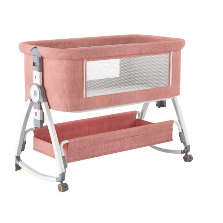 Cuna 3 en 1 convertible para bebé, Hasta 13 kg con mecedora, Colecho, Altura ajustable, Inclinación, 4 ruedas con bloqueo de seguridad, Plegable, Colchón ergonómico incluido - 1