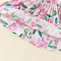 Vestido De Princesa Para Bebé De Verano Vestido De Algodón Con Flores Y Lazo Corto Manga Para Niñas Ropa Dulce De Niños - details 9
