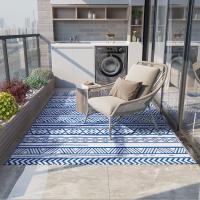 Outsunny Alfombra de Exterior 182x274 cm Alfombra Reversible Estilo Moderno para Terraza Balcón Patio Camping Playa Azul Oscuro y Blanco - details 1