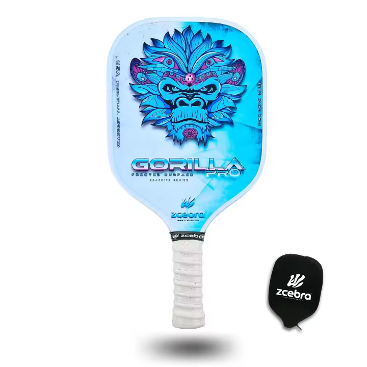 Pala de Pickleball Zcebra Gorilla Pro Blue. 16 mm. Superficie Frosted, Honey +. Funda de Neopreno - 1