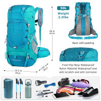 Mochila De Senderismo WESTTUNE De 50L Con Cubierta Contra Lluvia Bolsa Multifuncional De Montañismo Para Viajes Trekking Camping Material De Nylon Unisexdetails 1