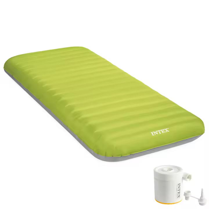 INTEX - Colchón inflable individual, camping Mat, 76x191x17 cm, construcción Fiber-tech, hinchador eléctrico incluido, fabricado con TPU reciclable, cama plegable inflable, colchón de aire - 1